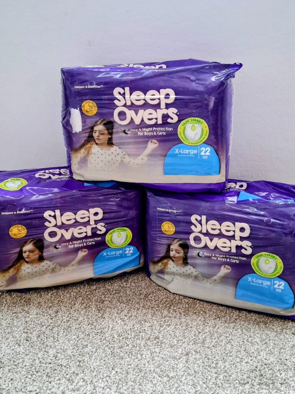 New - 3 Pack of Sleep Overs Day & Night Pull Ups - Size XL